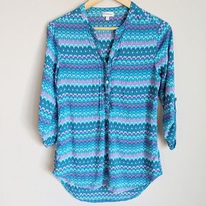 PJ Salvage Turquoise Purple Chevron Top
